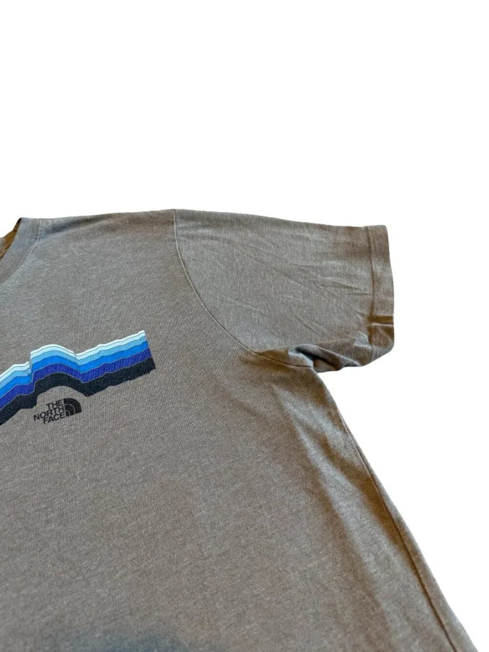 The North Face Grey T-Shirt Blue Detail Logo Stretch Classic Short Sleeve Large